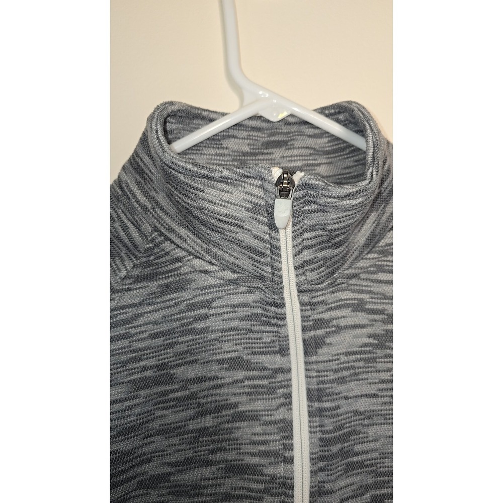 Tek Gear Women's Track Jacket Large‎ Space Dye Gray White Full Zip Mock Neck - Picture 2 of 8